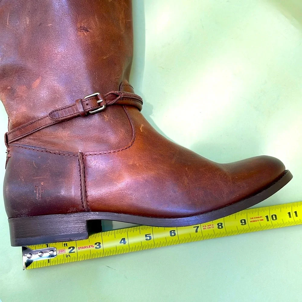 New orange brown Frye grunge leather riding boots